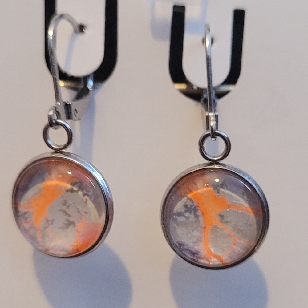 Handpainted glass earrings